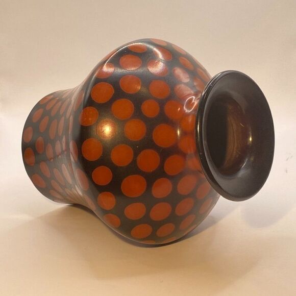 Vintage 2006 Chulucanas Vase Peru Signed Alex Calle Sosa Brown Red Polka… - Picture 5 of 12